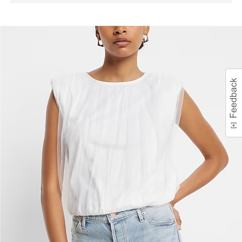 Express shoulder pad tulle mesh top